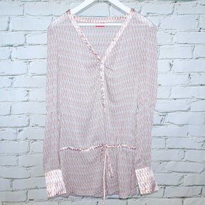 ELLE Teardrop Print Sheer Long Sleeve Blouse